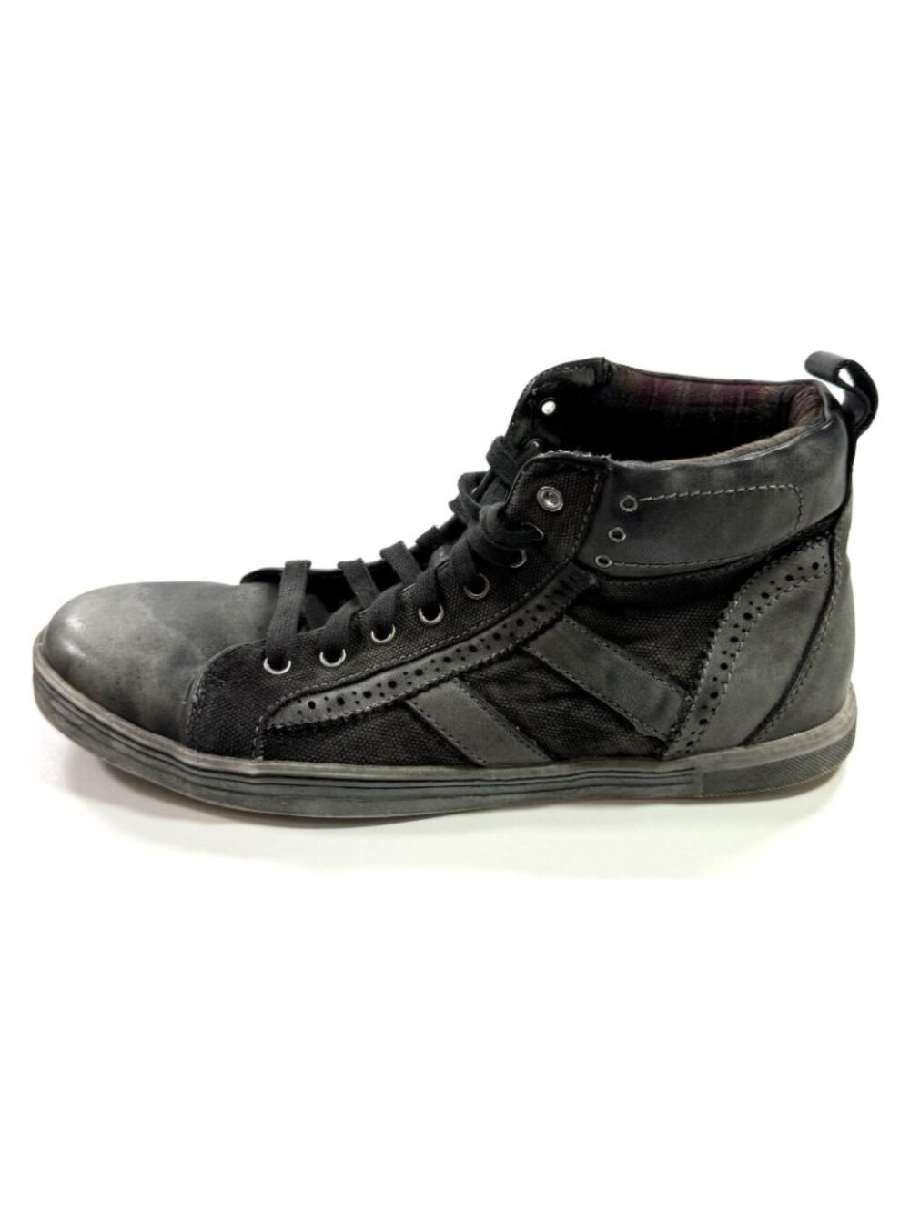 Bed Stu Mens Brentwood High Top Sneakers Size 13 Distressed Leather Canvas Shoes - Picture 2 of 12
